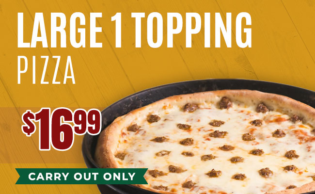 1 Large 1 topping pizza for 16.99 at Chicago Connection Carryout only