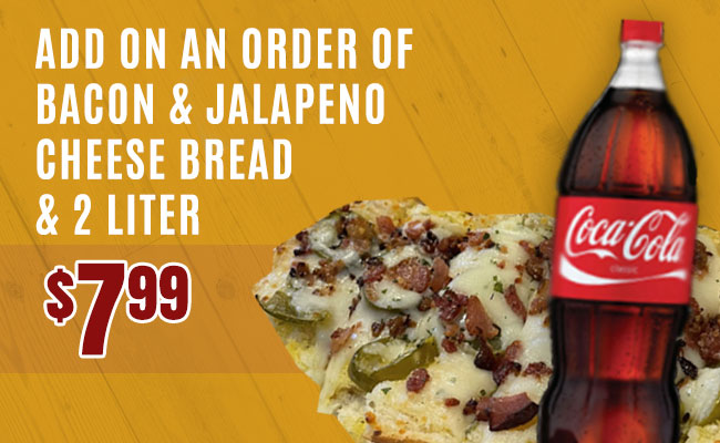 Chicago Connection add on special of jalapeno bread and soda.