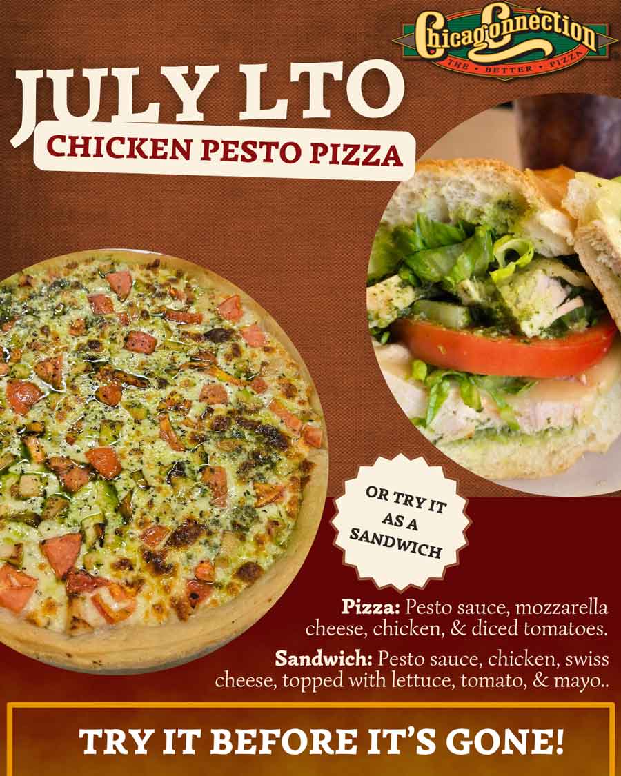 Chicago Connection July LTO Chicken Pesto Pizza